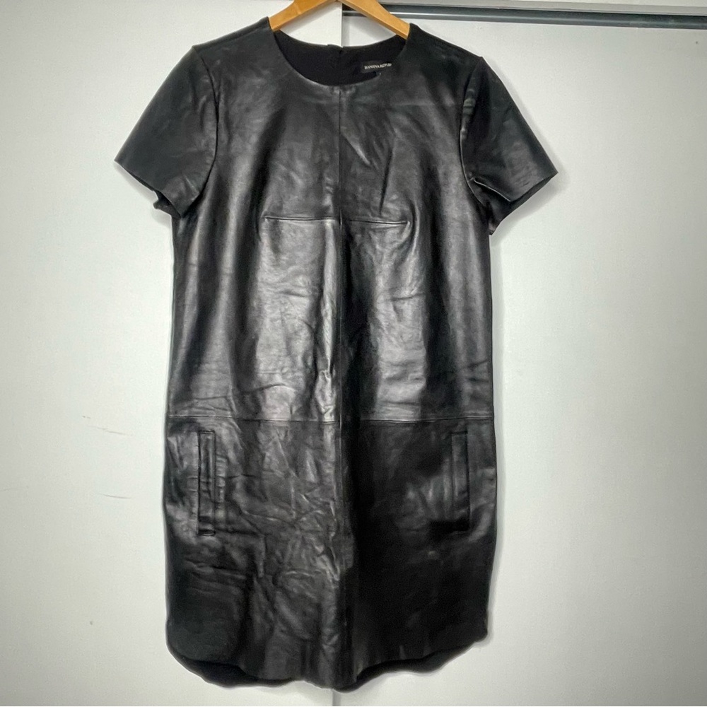 banana republic black leather dress 100% genuine size 10 col-outfit-sale-3934